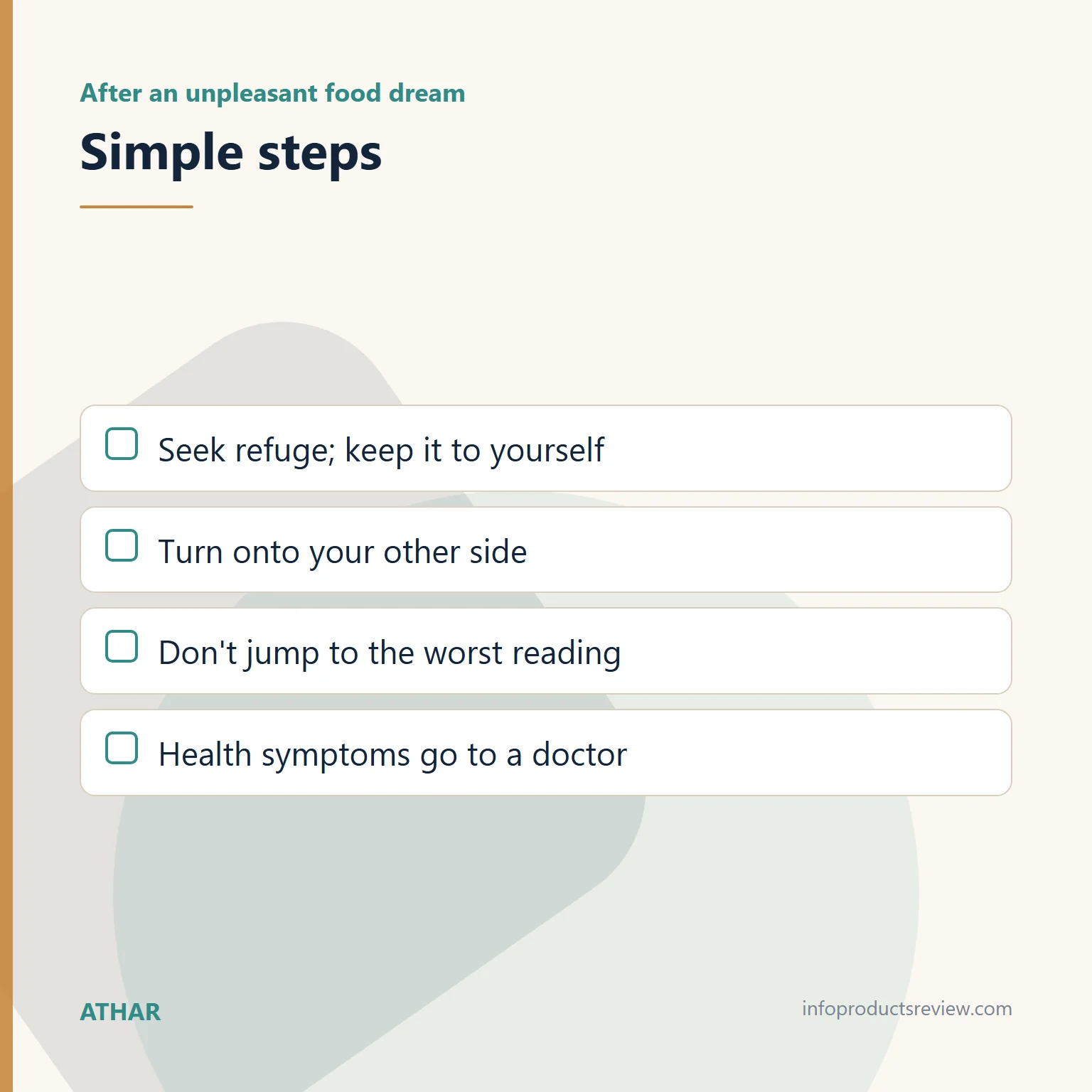 Checklist of steps after an unpleasant food dream