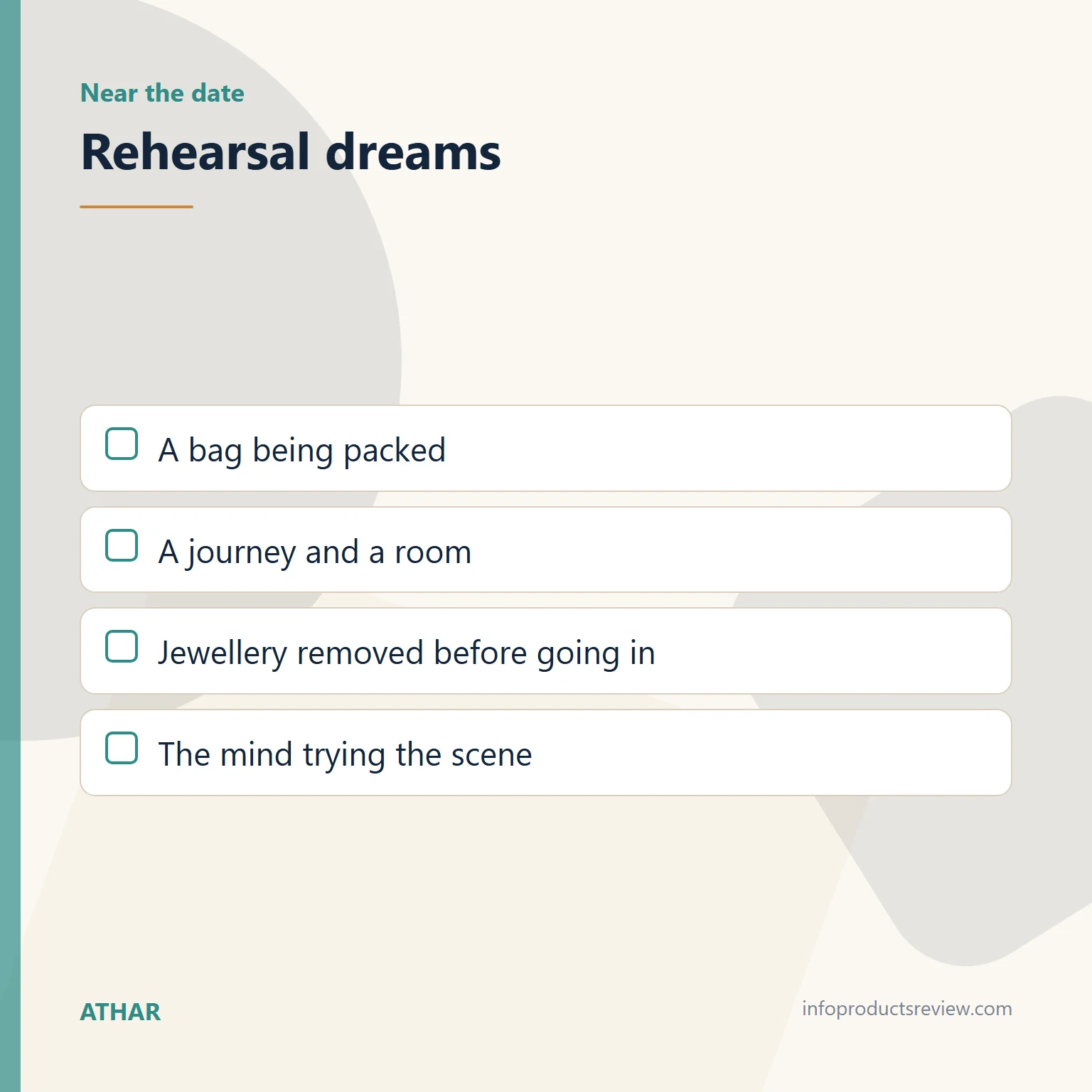 Dreaming of Gold While Pregnant: What the Sources Say and What a Dream Can't Tell You 7 Checklist describing rehearsal dreams near the due date