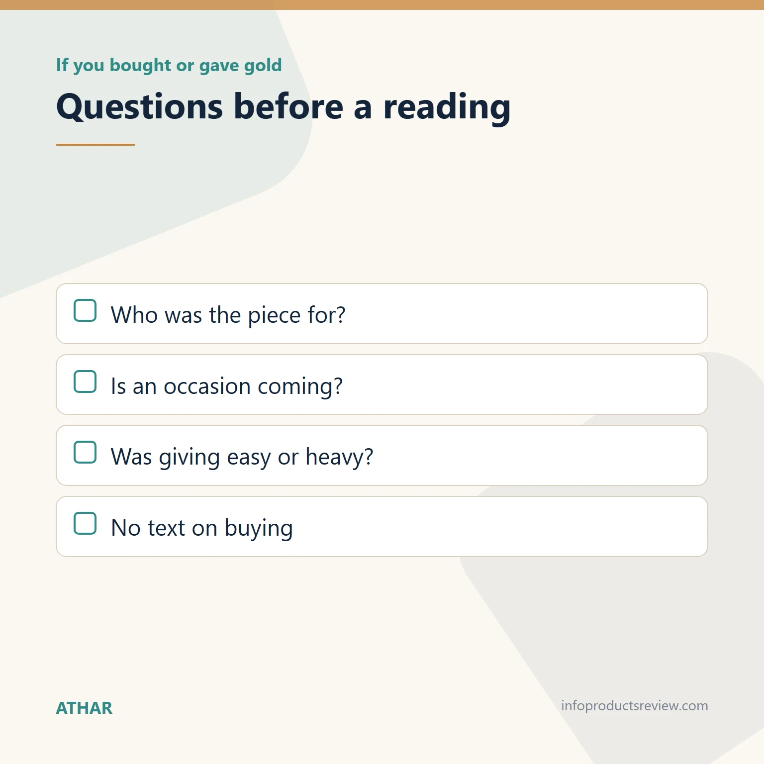 Checklist for reading a dream of buying or giving gold
