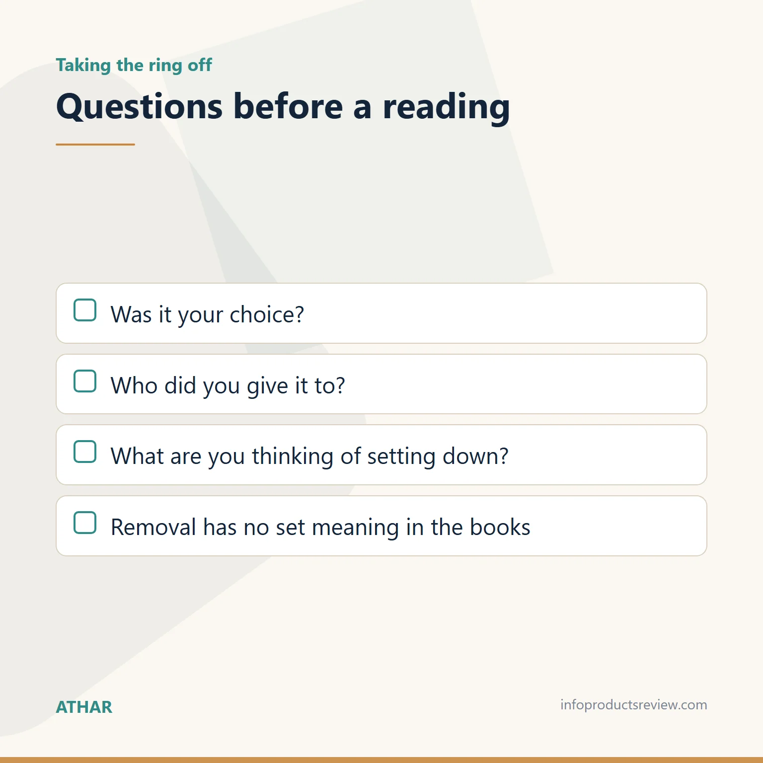 Checklist for reading a dream of taking a ring off