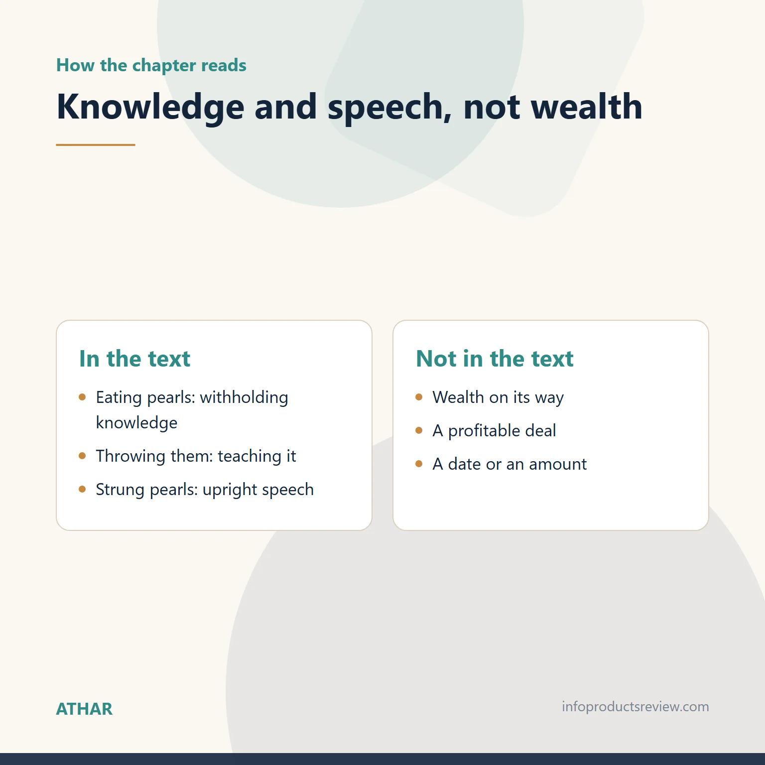 Pearls and Gems in a Dream: Speech and Knowledge, Not a Promise of Wealth 9 Comparison of what the chapter on jewels says and what it does not
