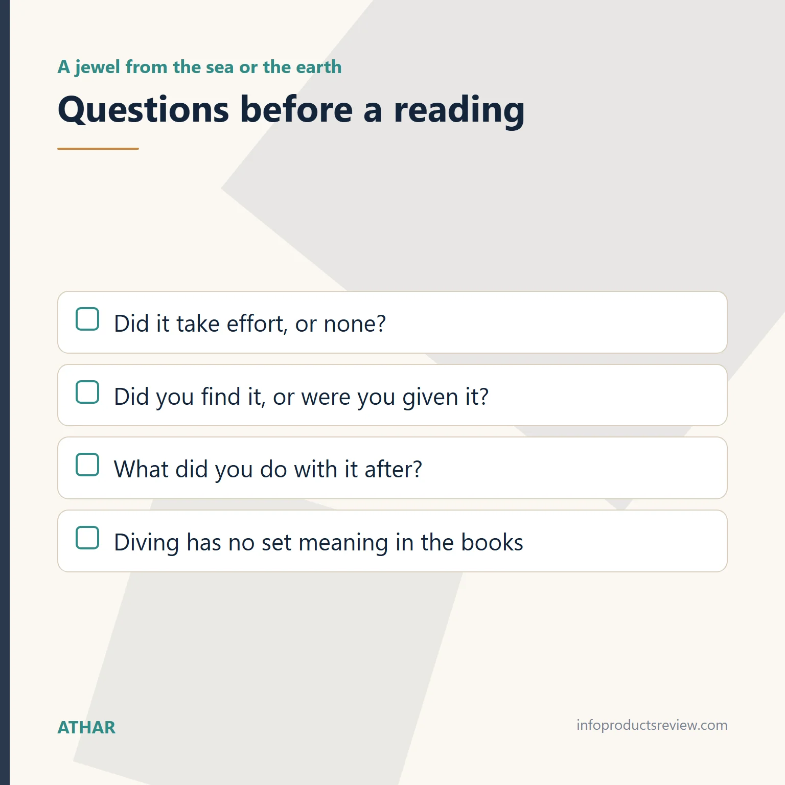 Checklist for reading a dream of bringing up a jewel