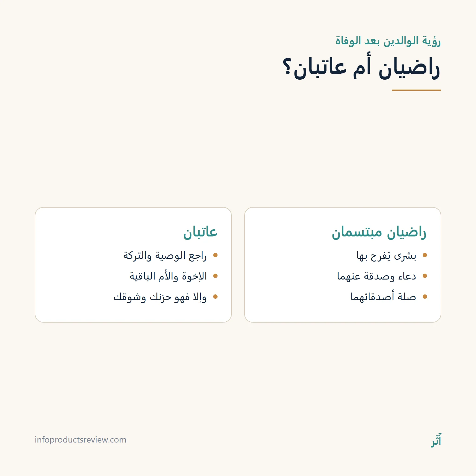 مقارنة بين رؤية الوالدين المتوفيين راضيين ورؤيتهما عاتبين