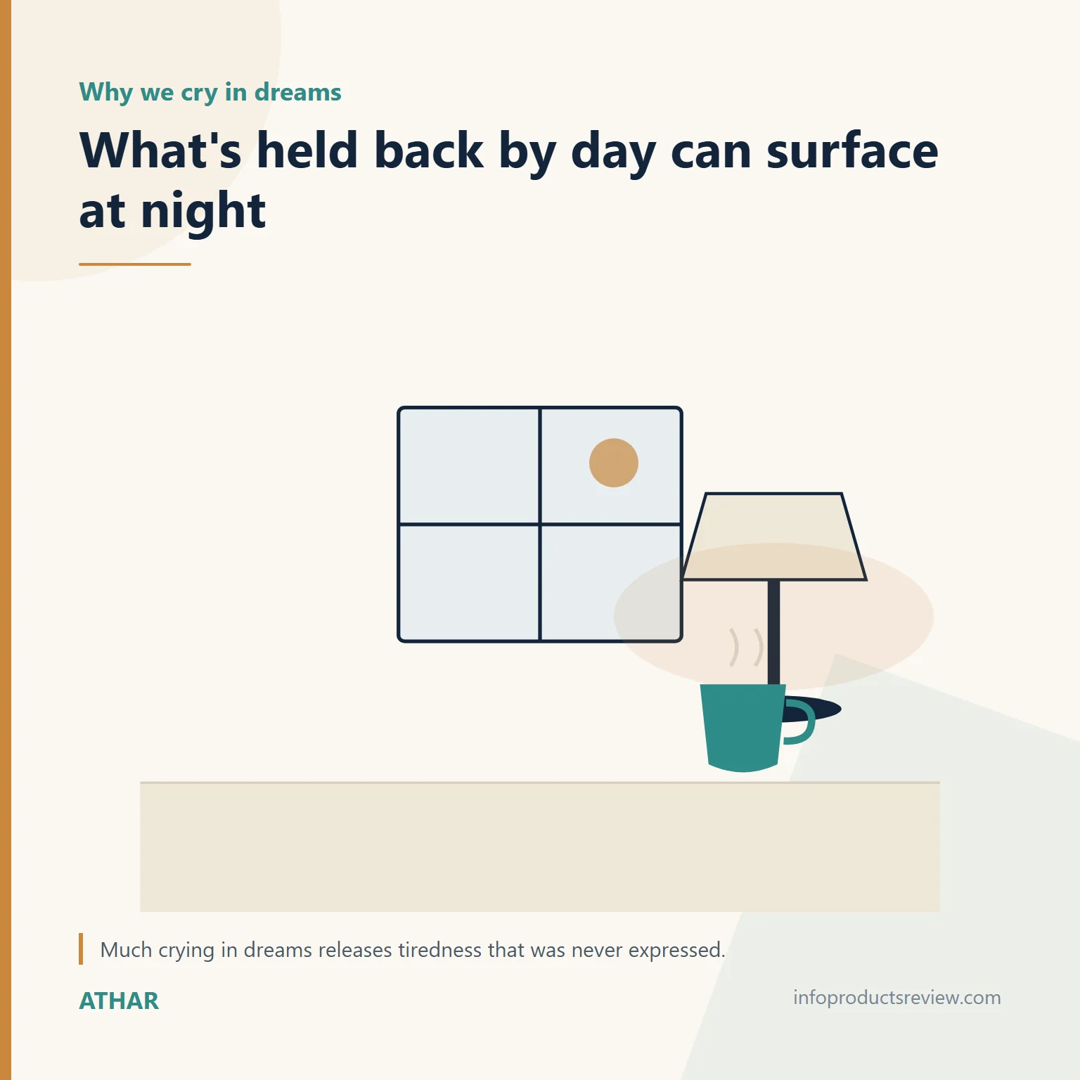 Quiet drawing of a window, lamp and cup suggesting feelings that surface at night