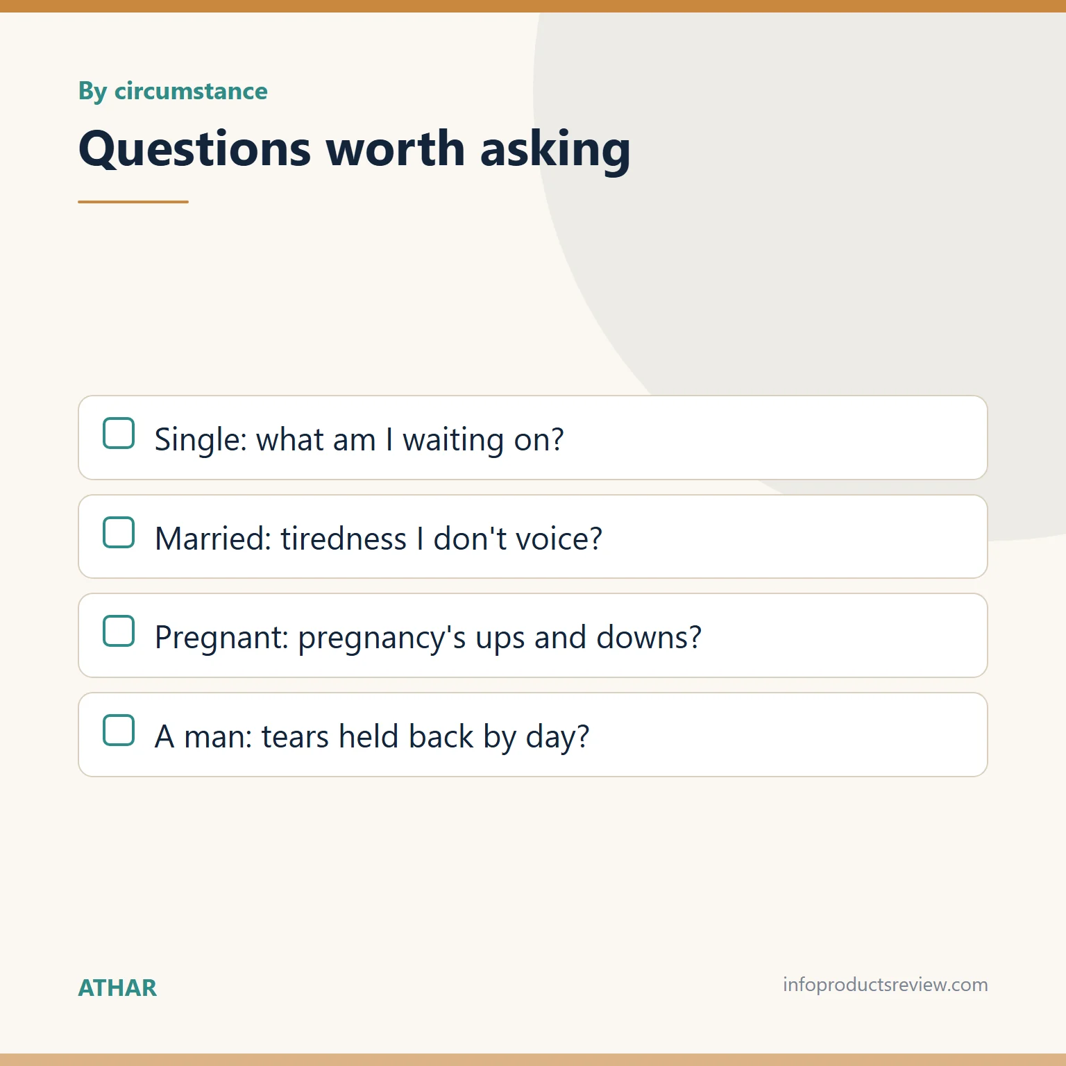 Checklist of questions worth asking about a crying dream by circumstance