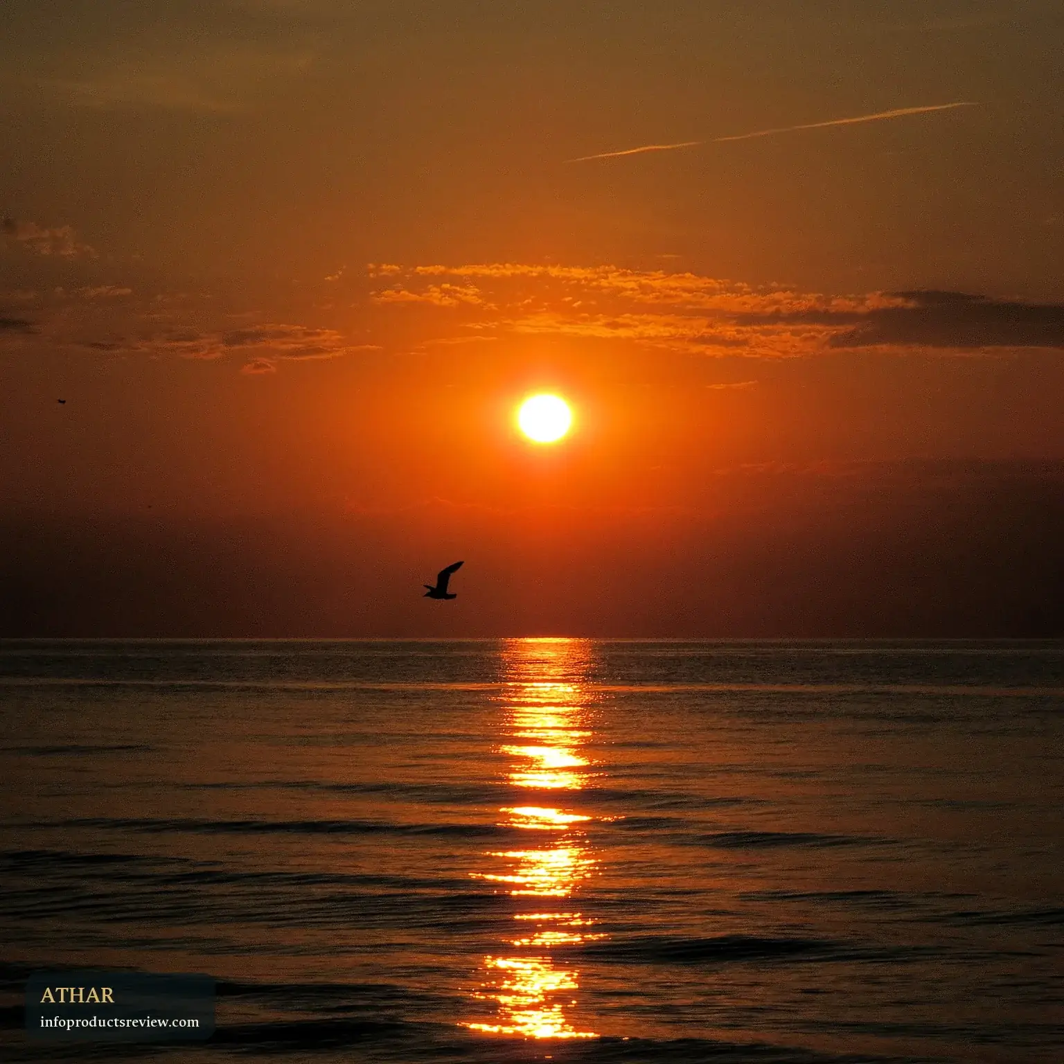 Sunrise over the sea with its light reflected on the water