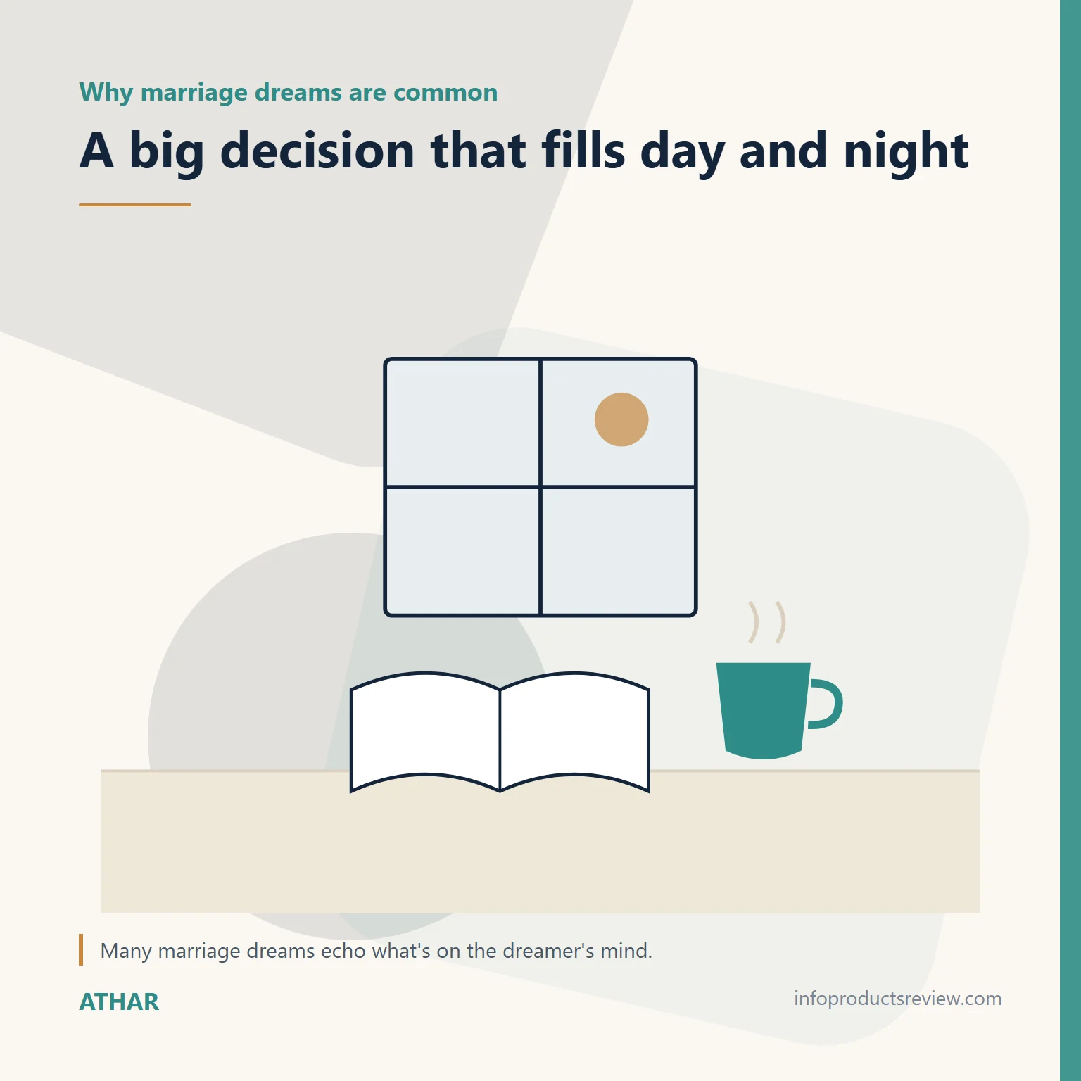 Quiet drawing of a window, cup and book suggesting preoccupation with a marriage decision