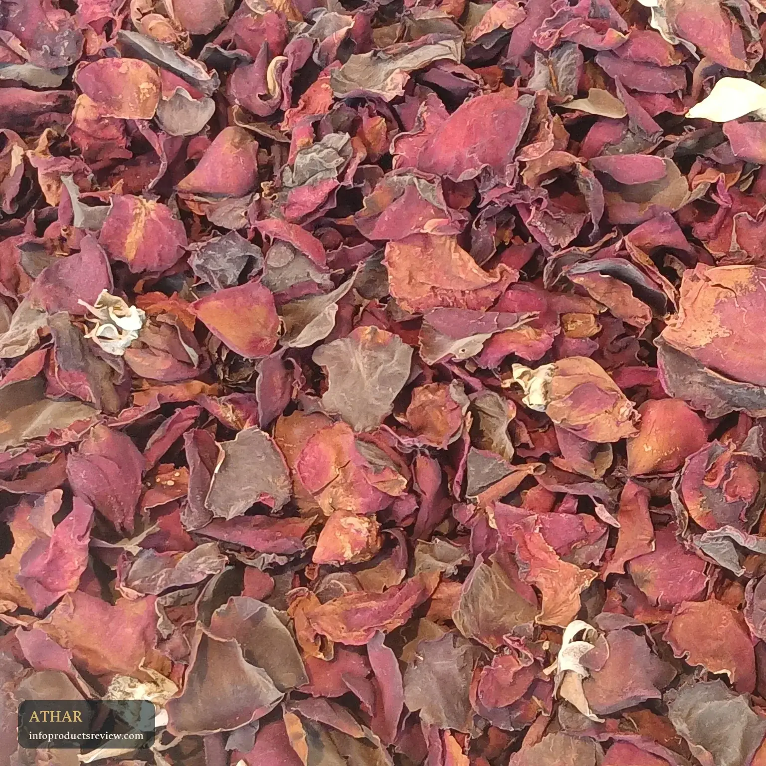 A heap of dried rose petals
