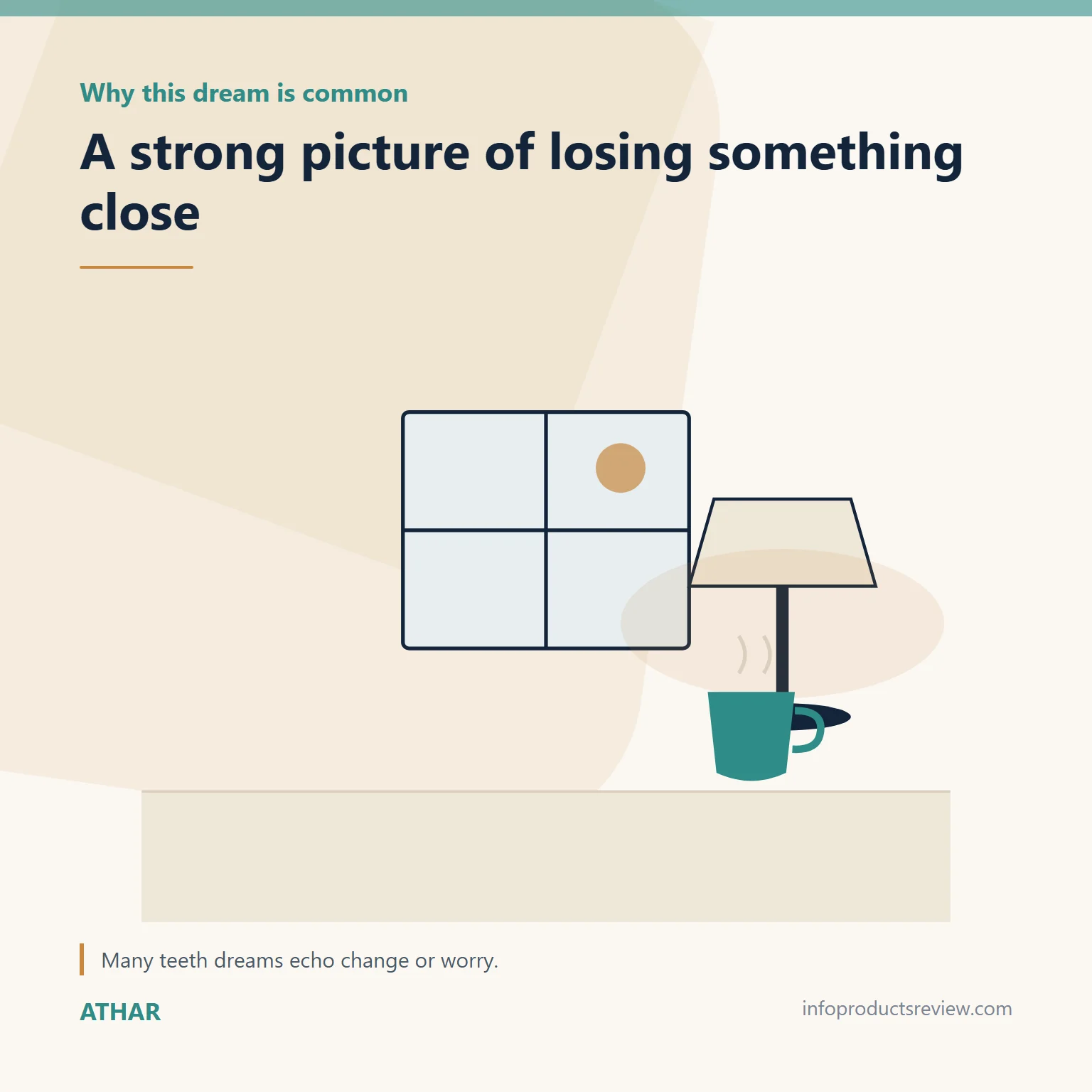 Quiet drawing of a window, lamp and cup suggesting night-time worry