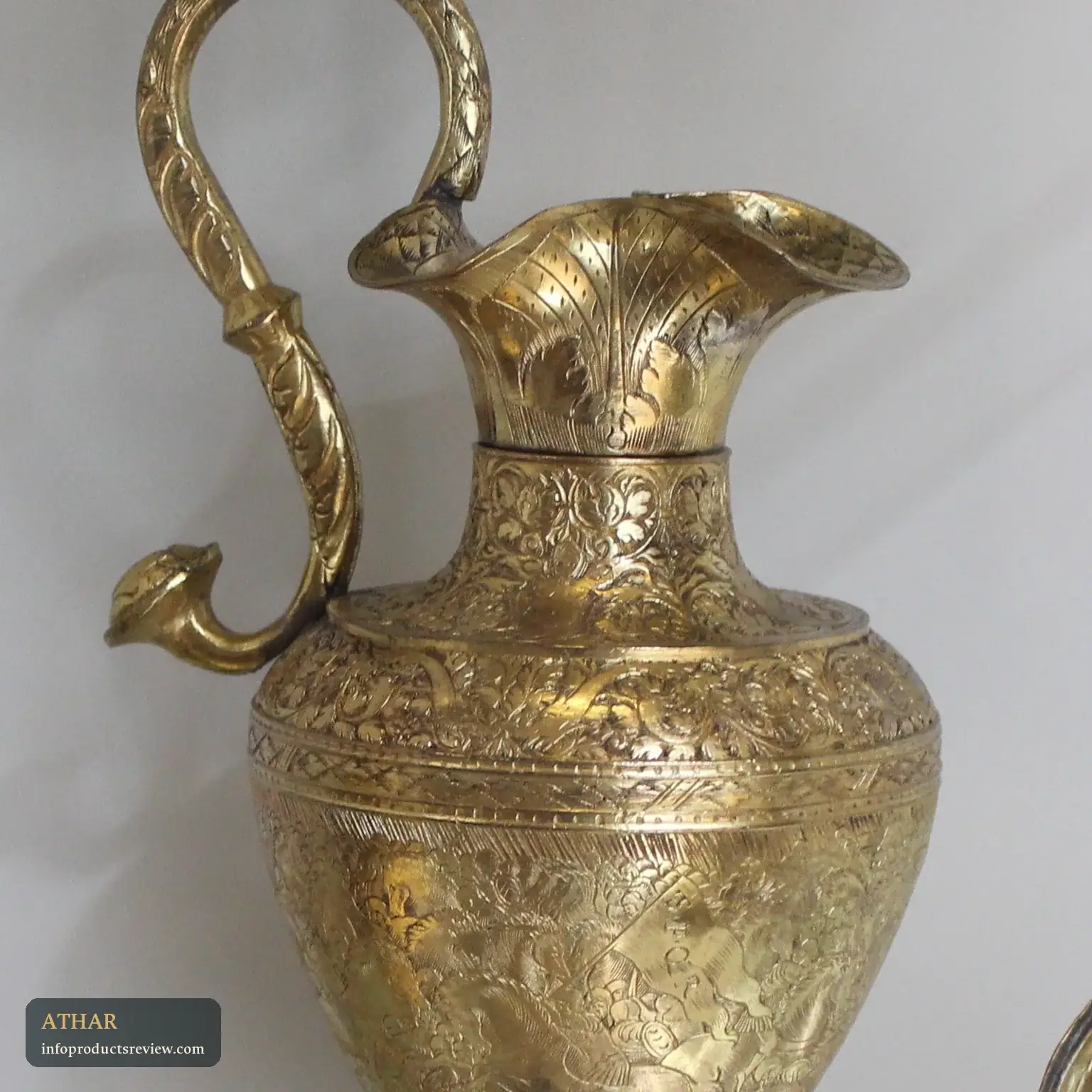 An engraved brass water ewer