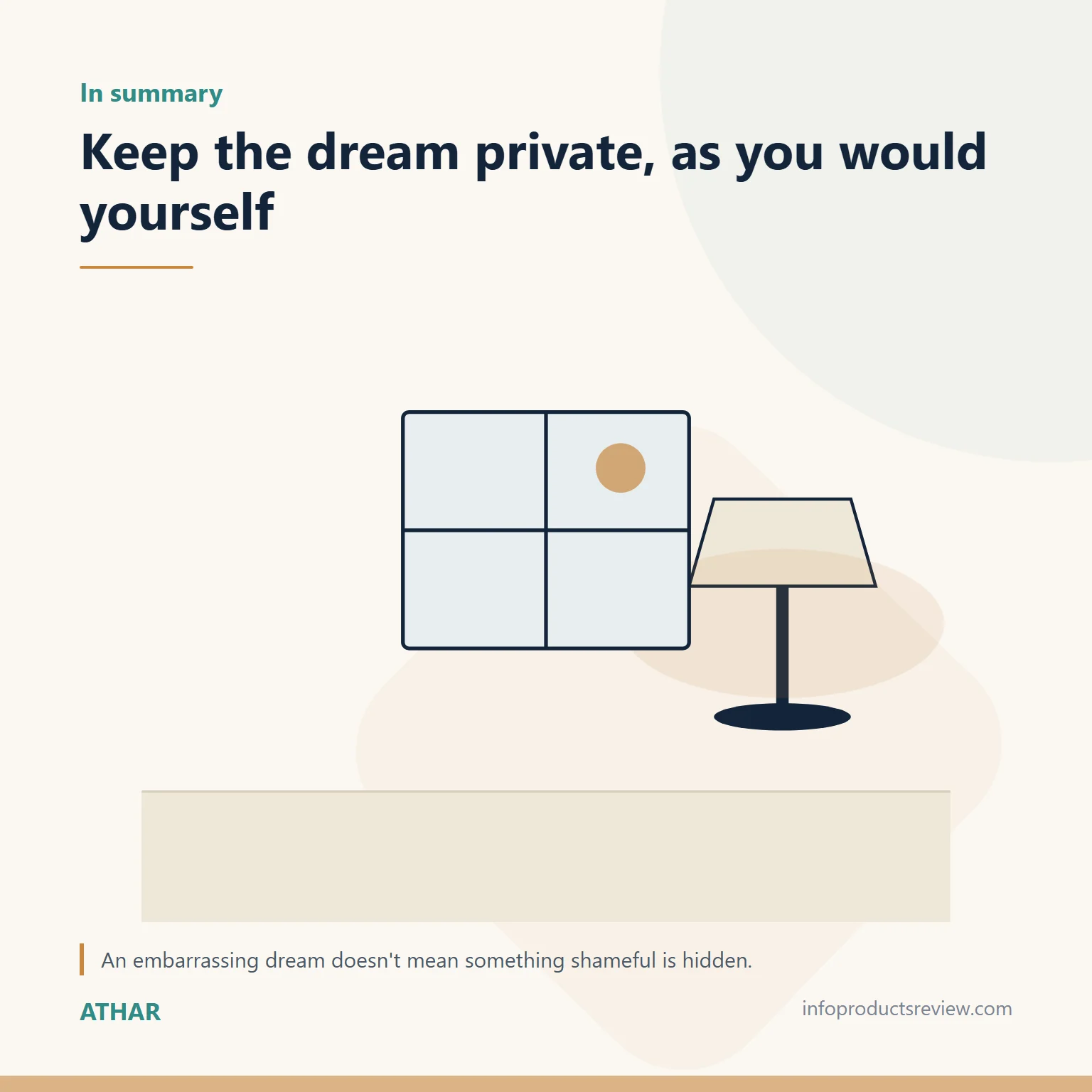 Quiet drawing of a lamp and a window summing up calm after the dream