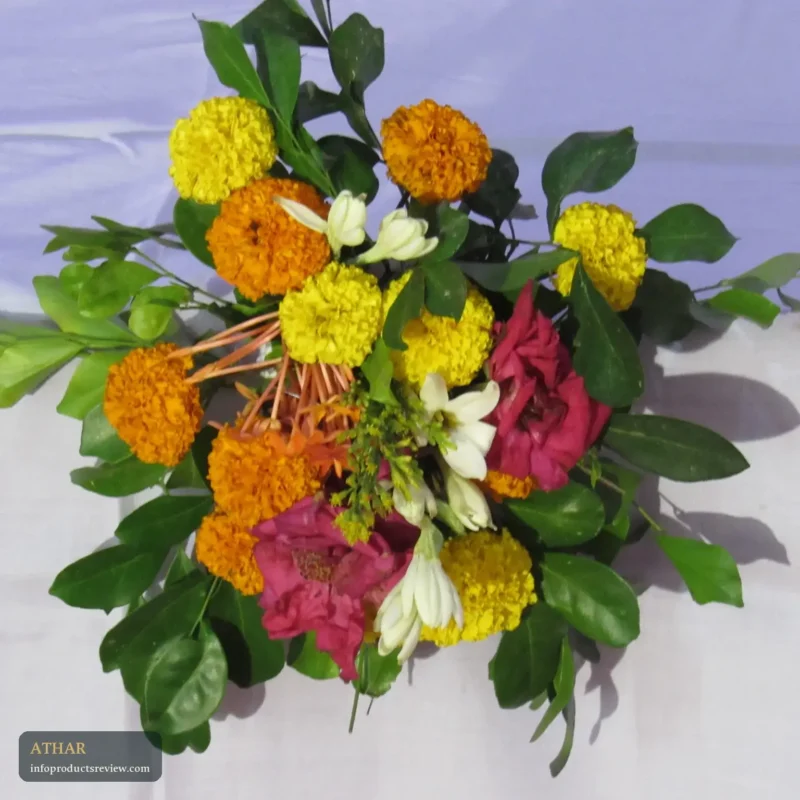 A colourful flower arrangement from a wedding stage