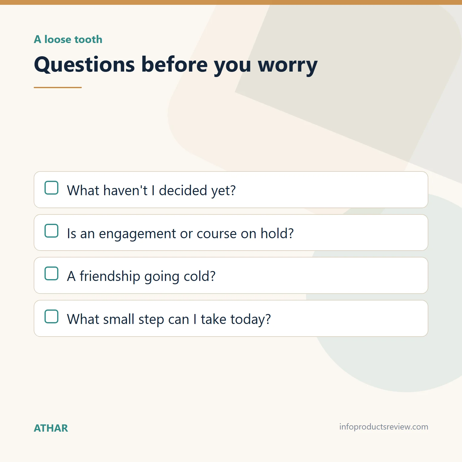 Checklist of questions for making sense of a loose-tooth dream