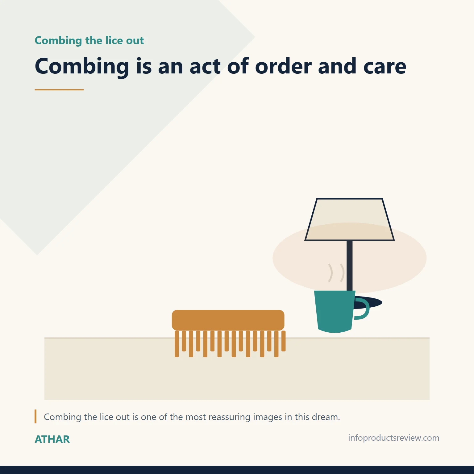 Quiet drawing of a lamp, comb and cup standing for combing hair and sorting thoughts