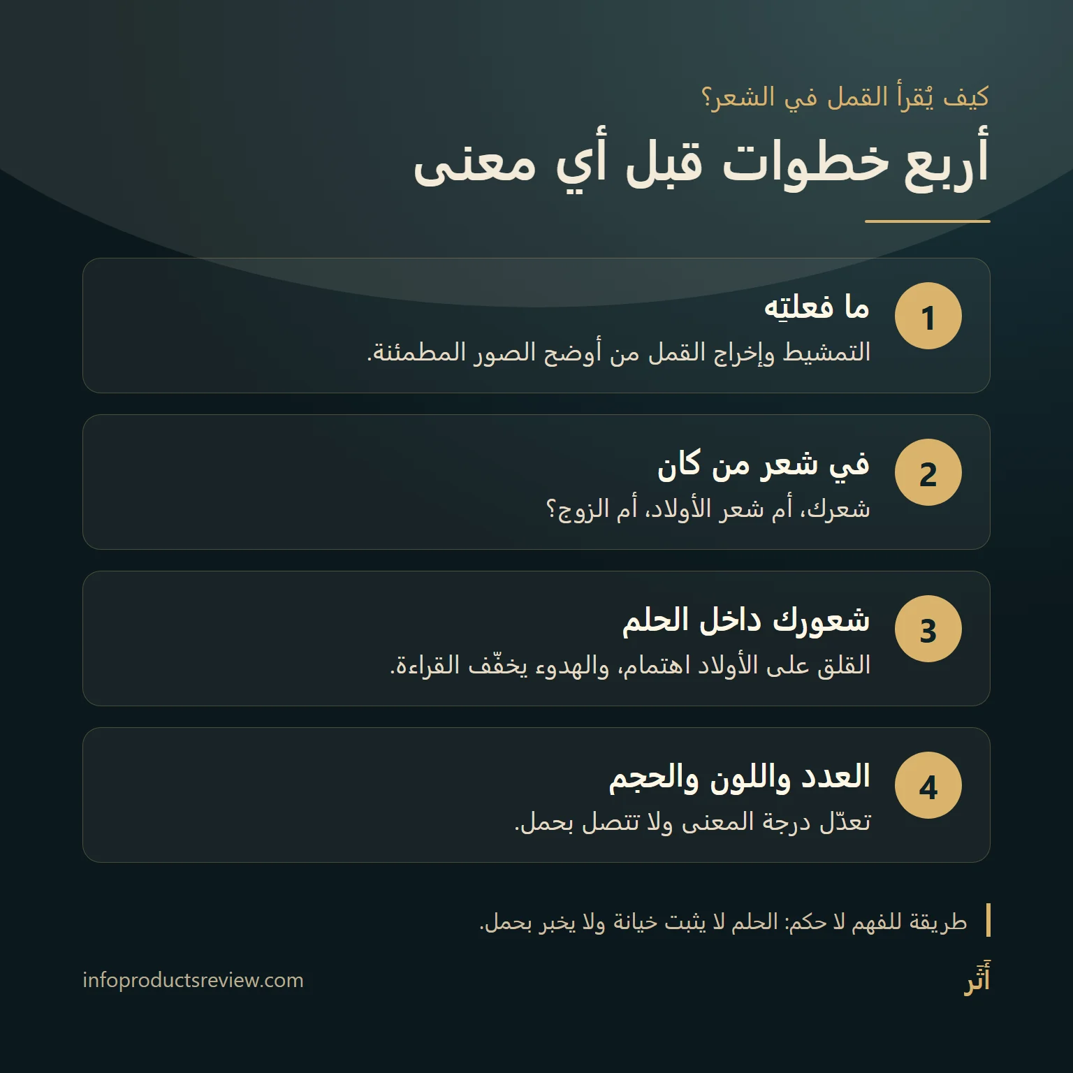 تفسير حلم القمل في الشعر للمتزوجة: المعنى حسب التمشيط والأولاد والتفاصيل 4 مخطط من أربع خطوات لقراءة حلم القمل في الشعر للمتزوجة