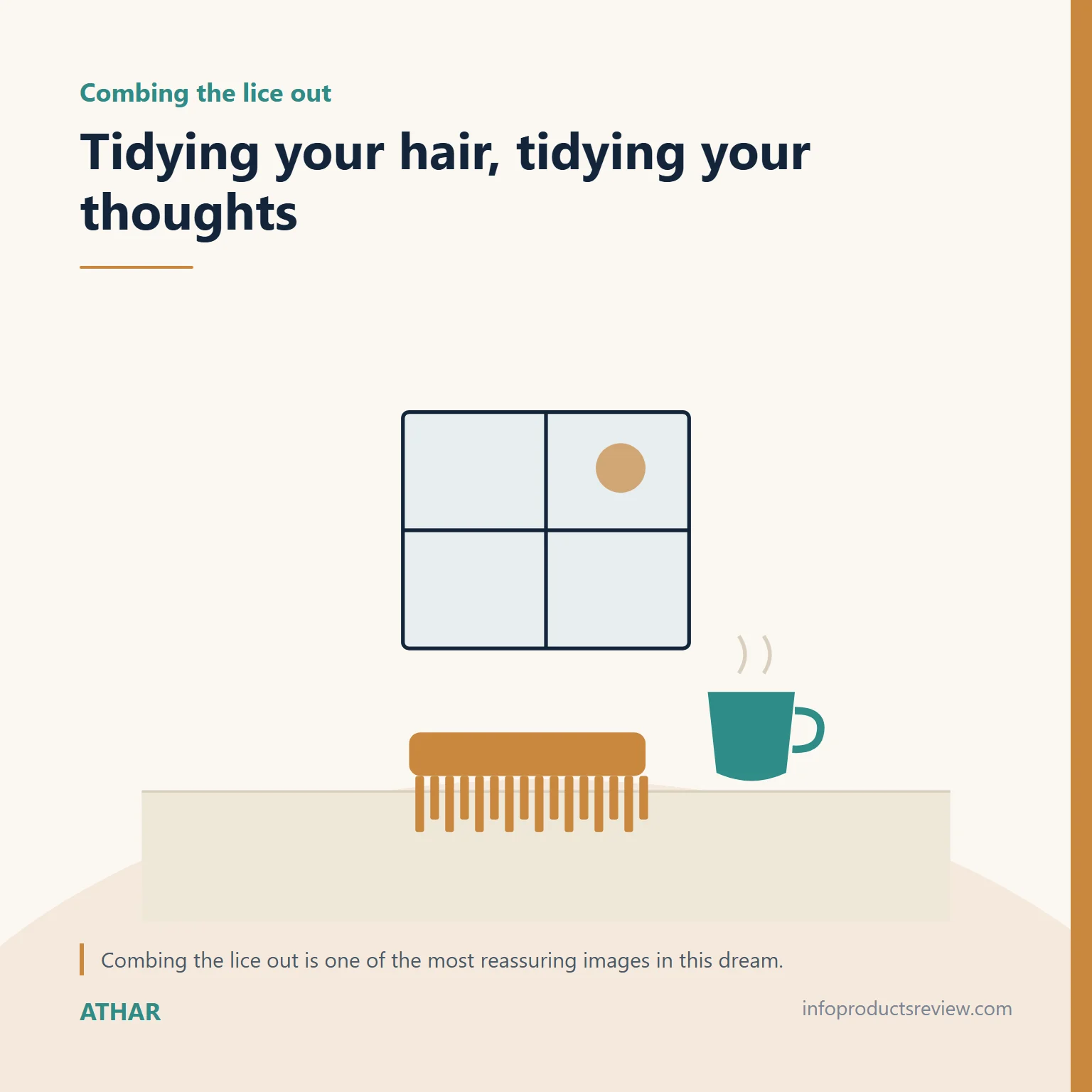 Quiet drawing of a comb, window and cup standing for combing hair and sorting thoughts
