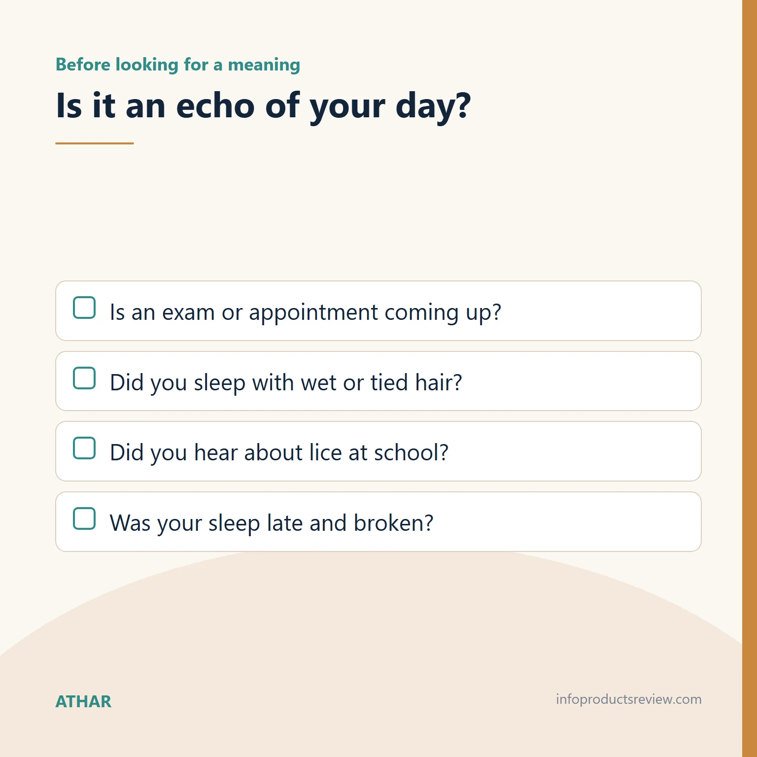 Checklist for telling whether a lice-in-the-hair dream echoes the day