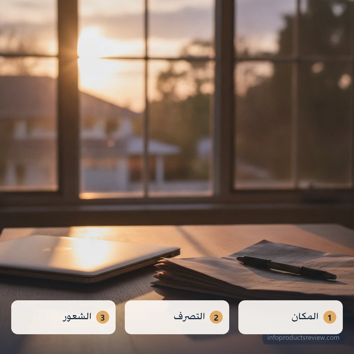 سطح مرتب مصوَّر من أعلى تجتمع فيه أدوات يومية بسيطة