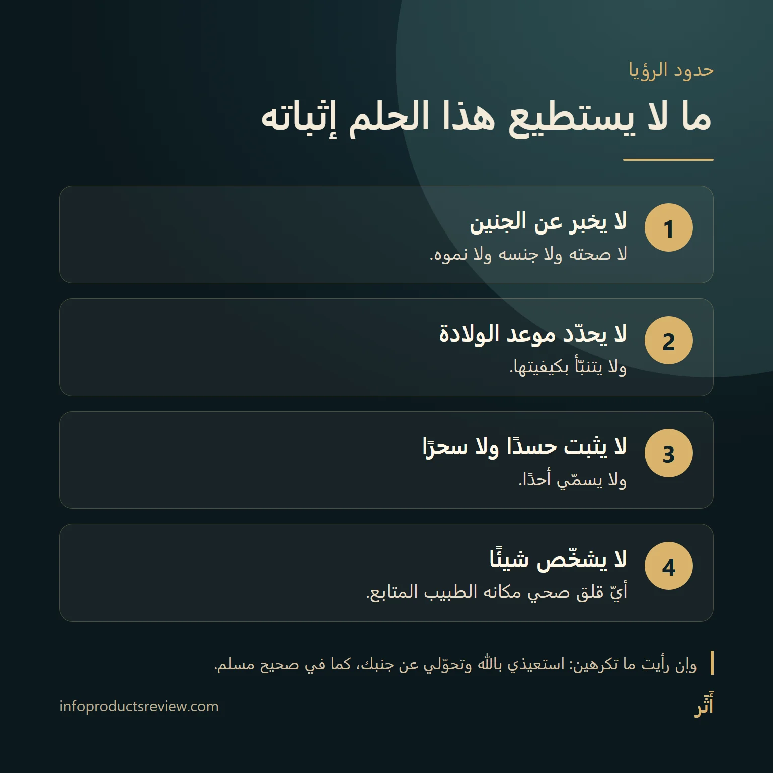 مخطط يوضح ما لا يثبته حلم القمل للحامل: لا شيء عن الجنين أو الولادة