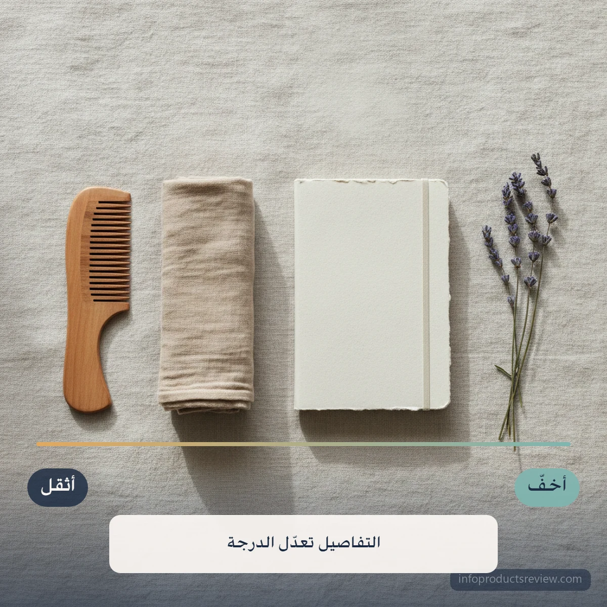 ترتيب مسطّح لعناصر المقالة الأساسية على سطح فاتح