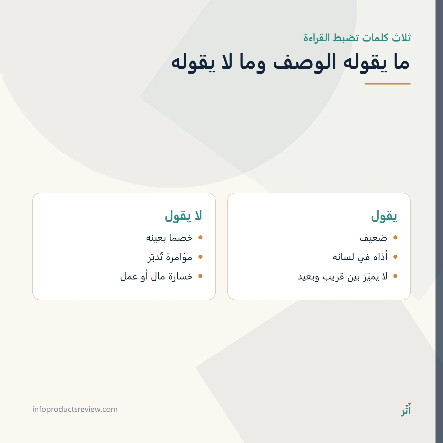 مقارنة بين ما يتضمنه وصف العقرب وما لا يتضمنه
