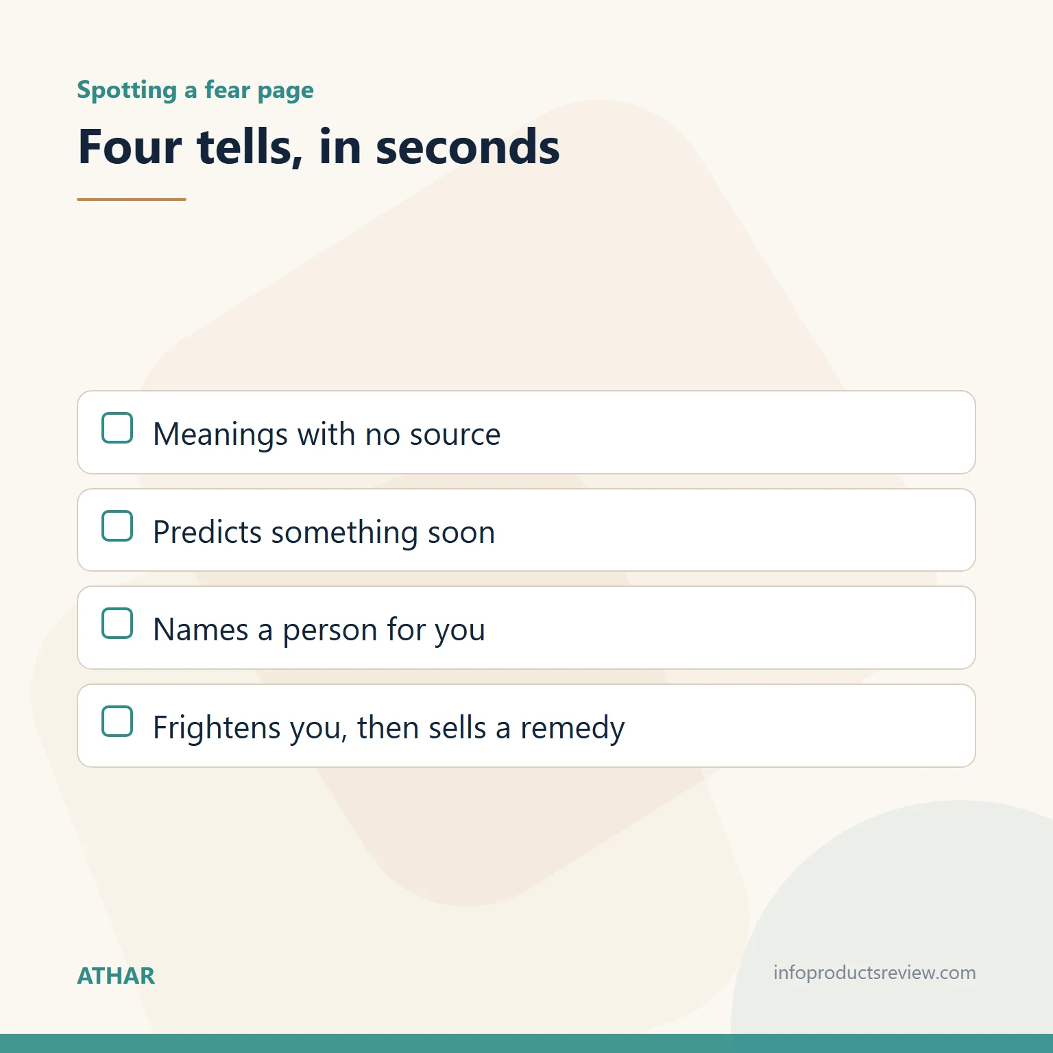 Checklist of the tells of a fear-based interpretation page