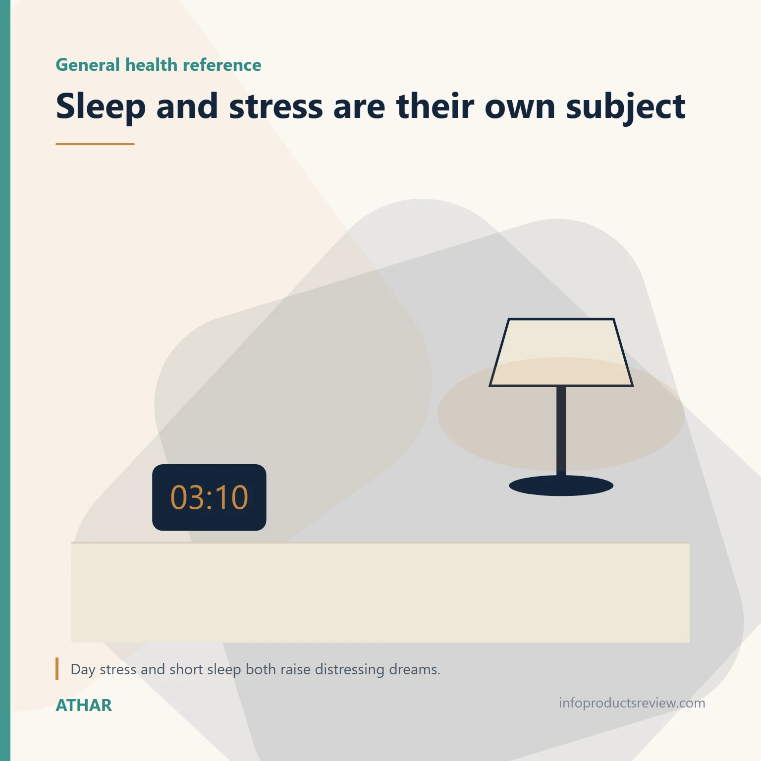 Quiet drawing of a clock and a lamp pointing to sleep and stress