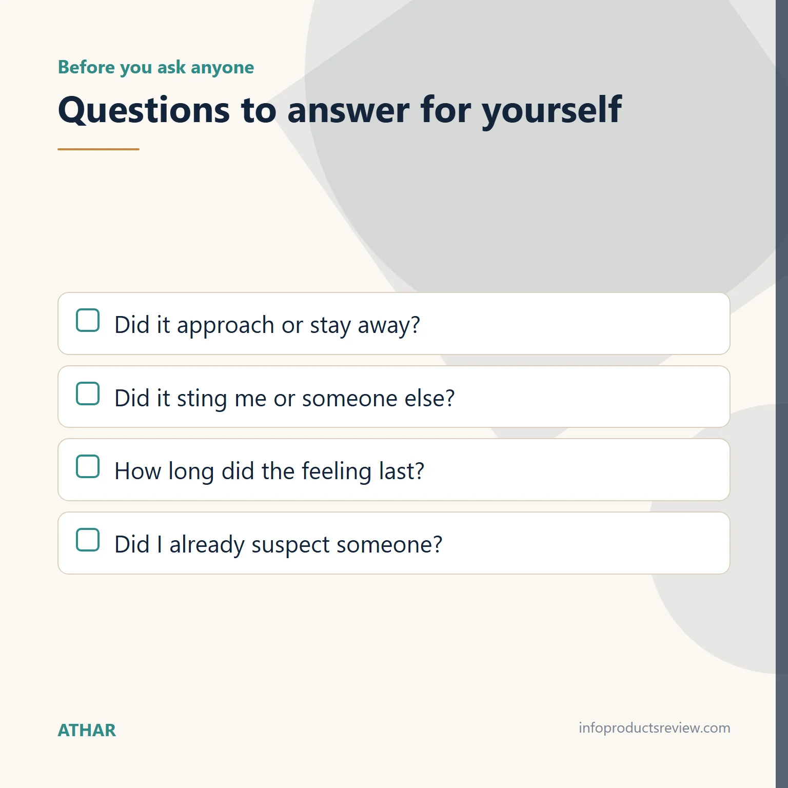 Checklist helping the dreamer tell scenes apart before asking anyone