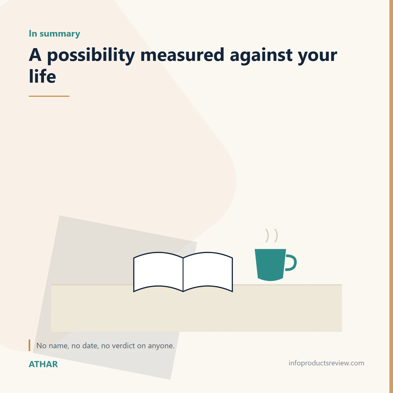Quiet drawing of a book and a cup suggesting a calm conclusion