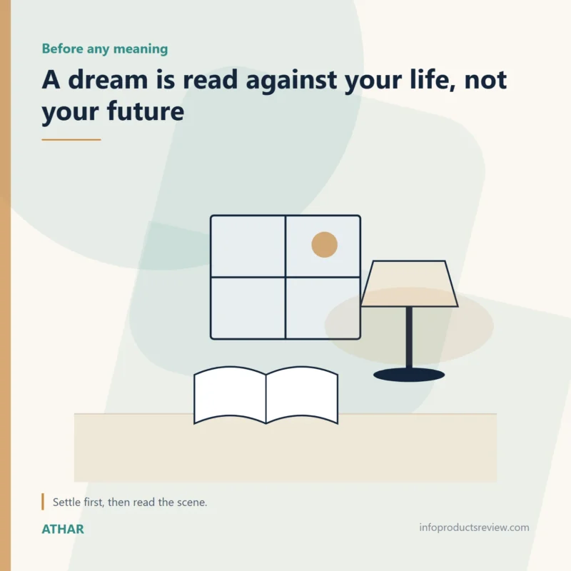 Editorial illustration of a window, a lamp and an open book, suggesting reading a dream calmly