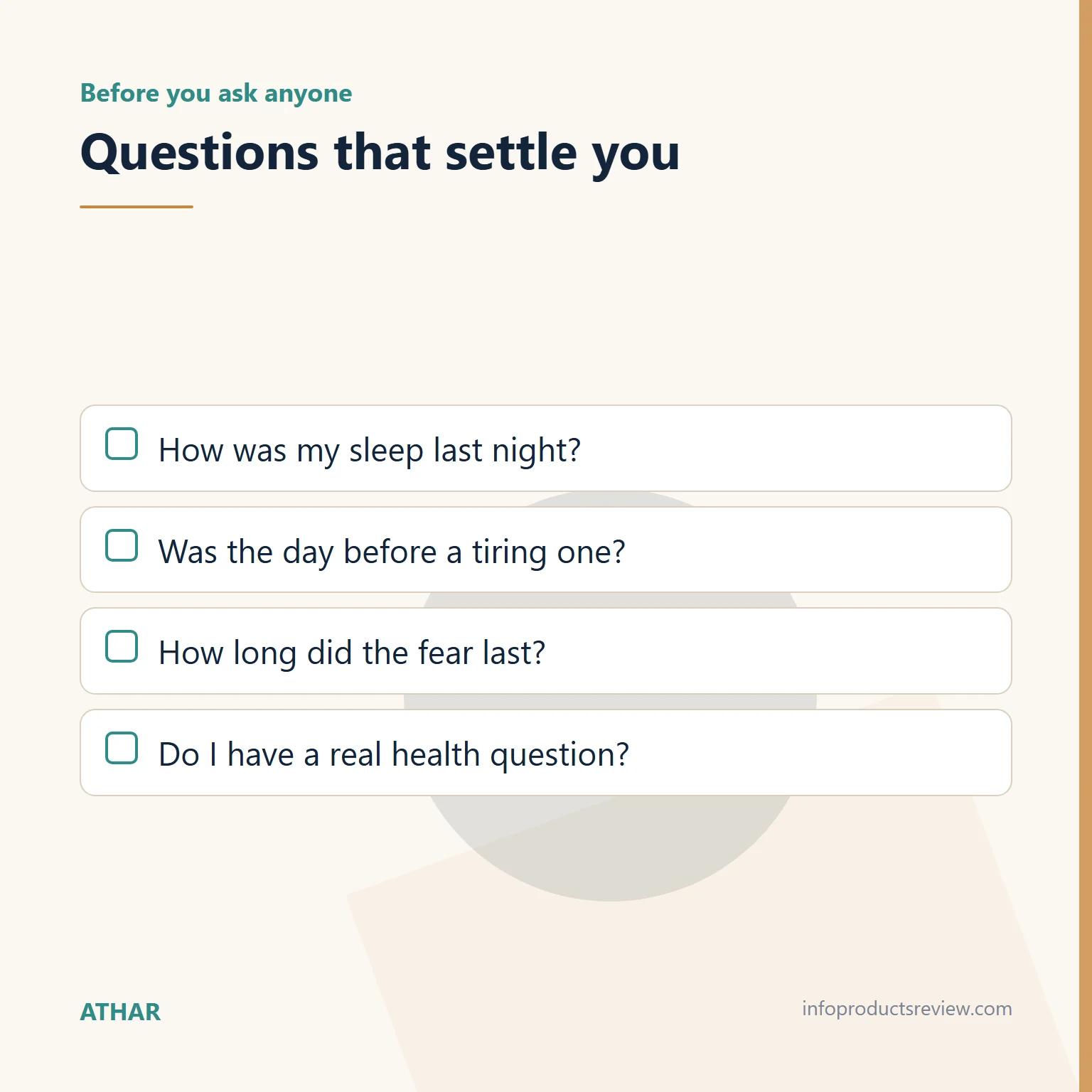 Checklist of questions to answer before asking anyone