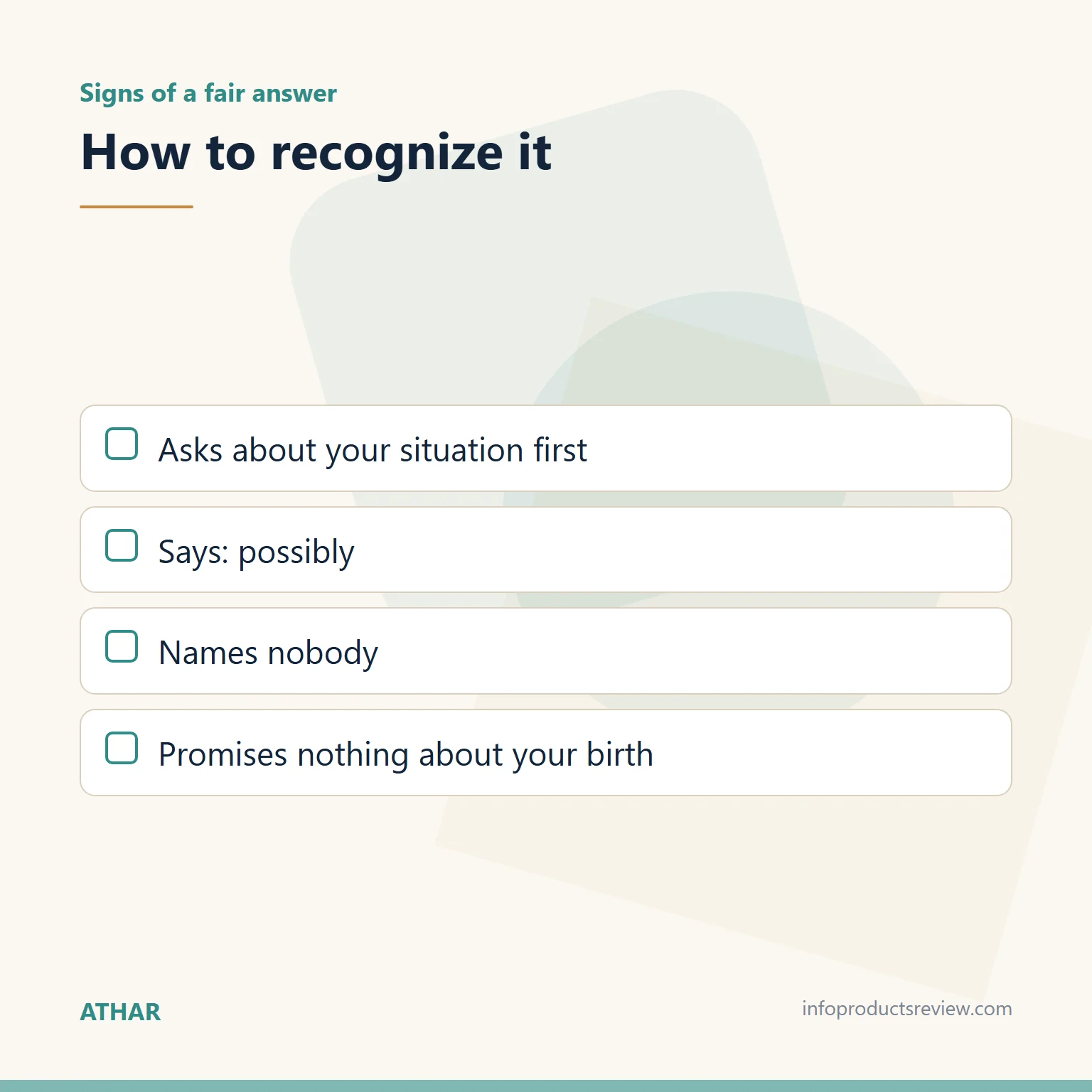 Checklist of the signs of a fair interpreter's answer