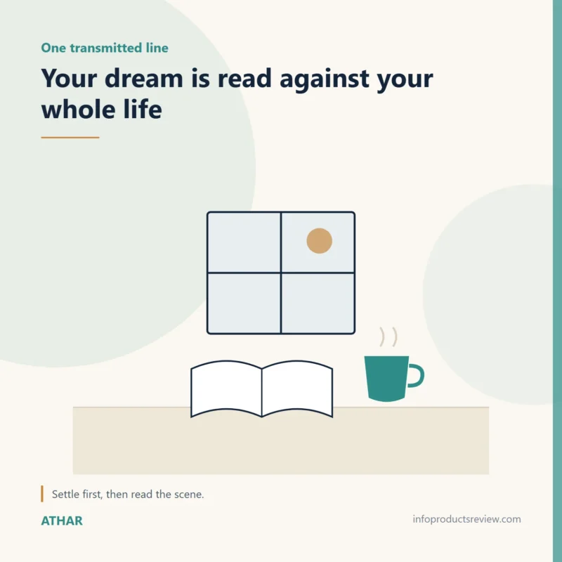 Editorial illustration of a window, a book and a cup suggesting a calm reading of a dream
