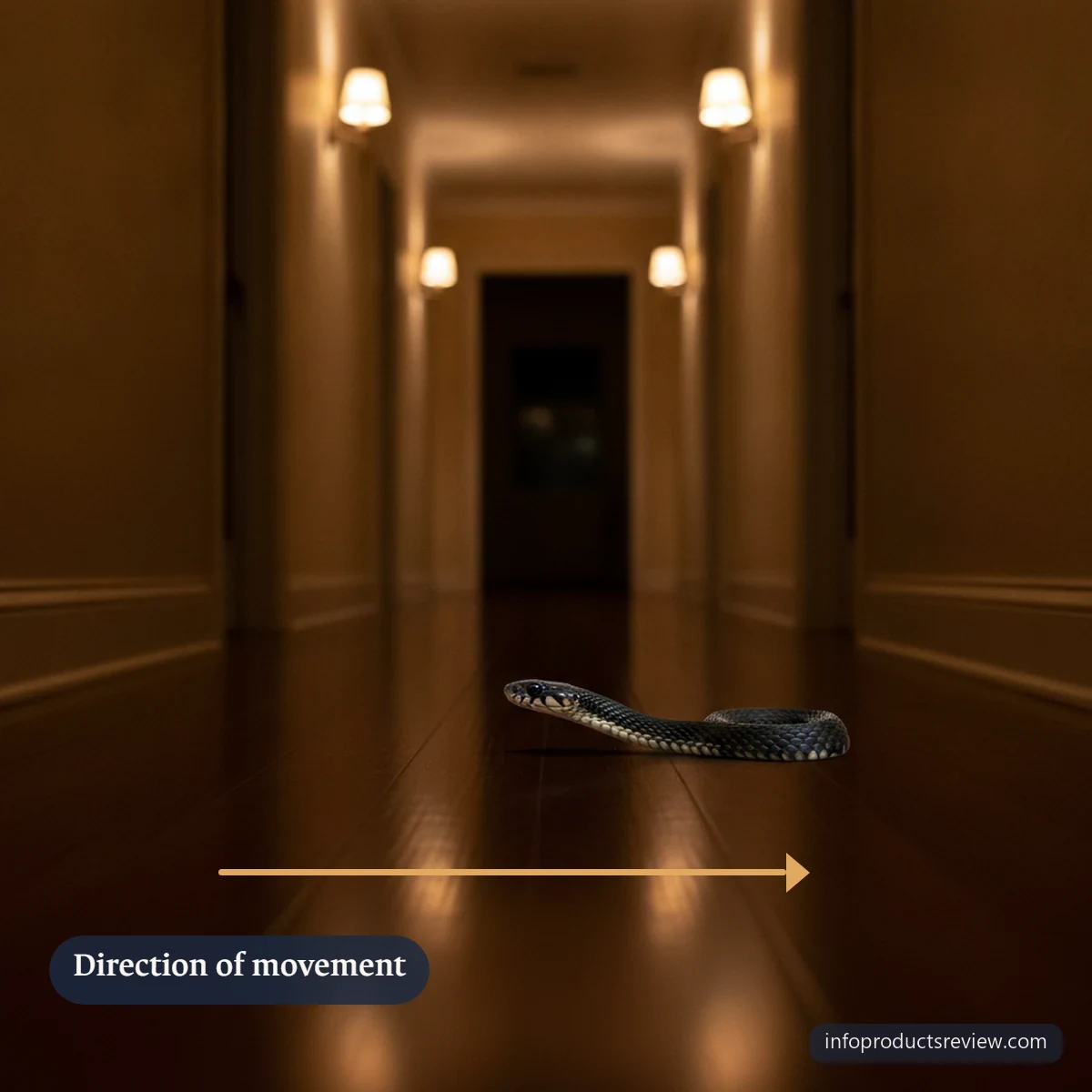 Black Snake Dream Meaning for a Married Woman: A Clear, Grounded Reading 9 A warm domestic corridor at night with a distant black snake at its end
