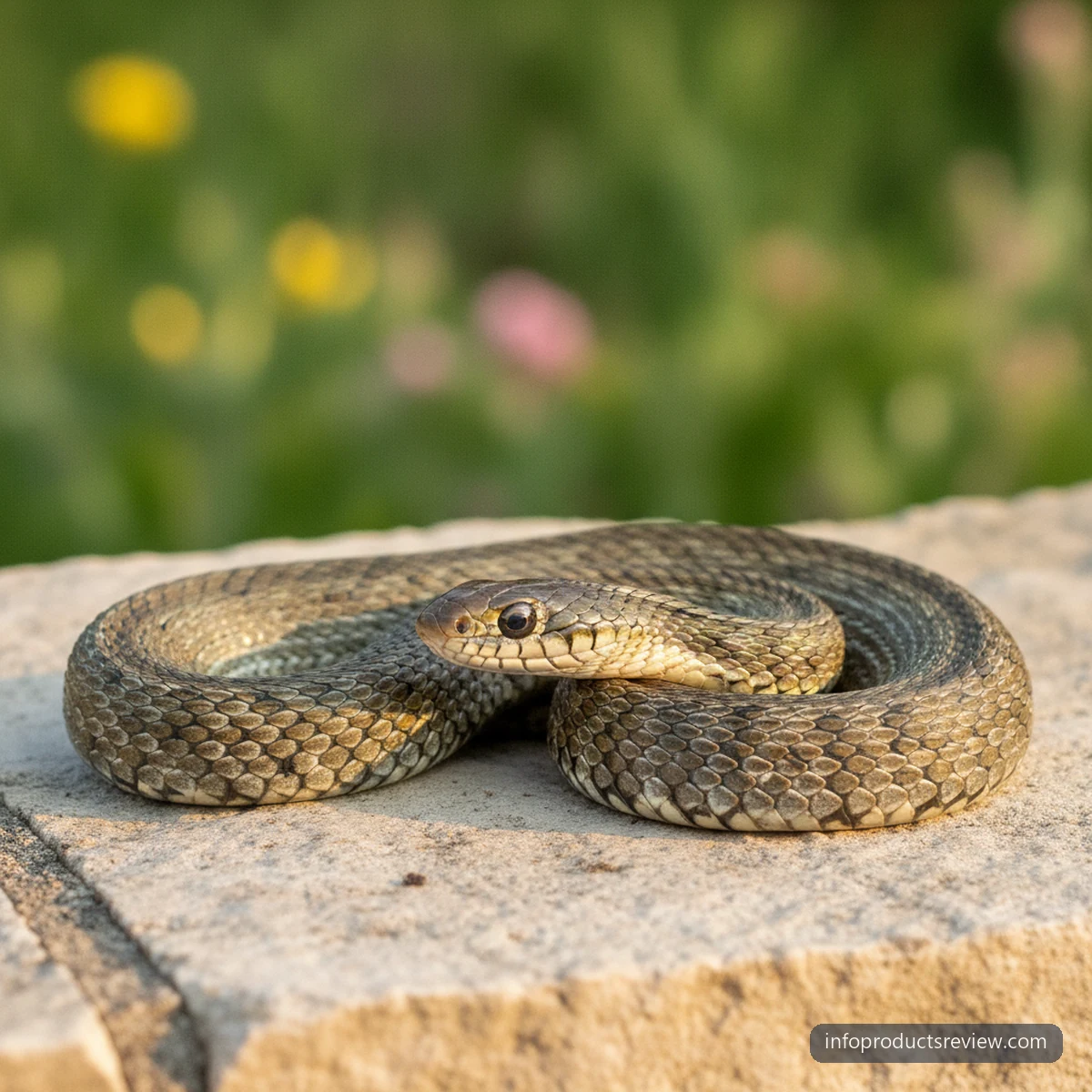 Snake Dream Meaning for a Single Woman: A Clear, Grounded Interpretation 2 A snake resting on a pale stone ledge in morning light